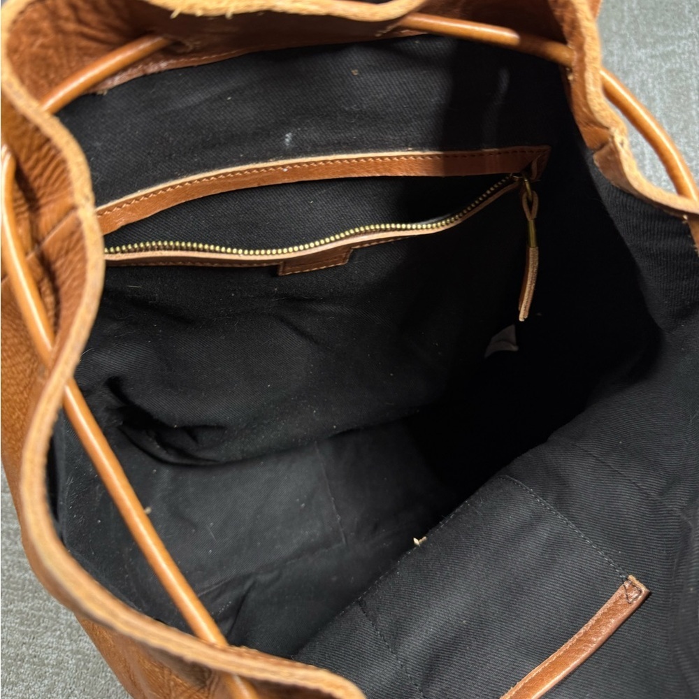 Madewell The Transporter Run Sack Brown Leather Backpack Bag Read Below - Picture 9 of 11